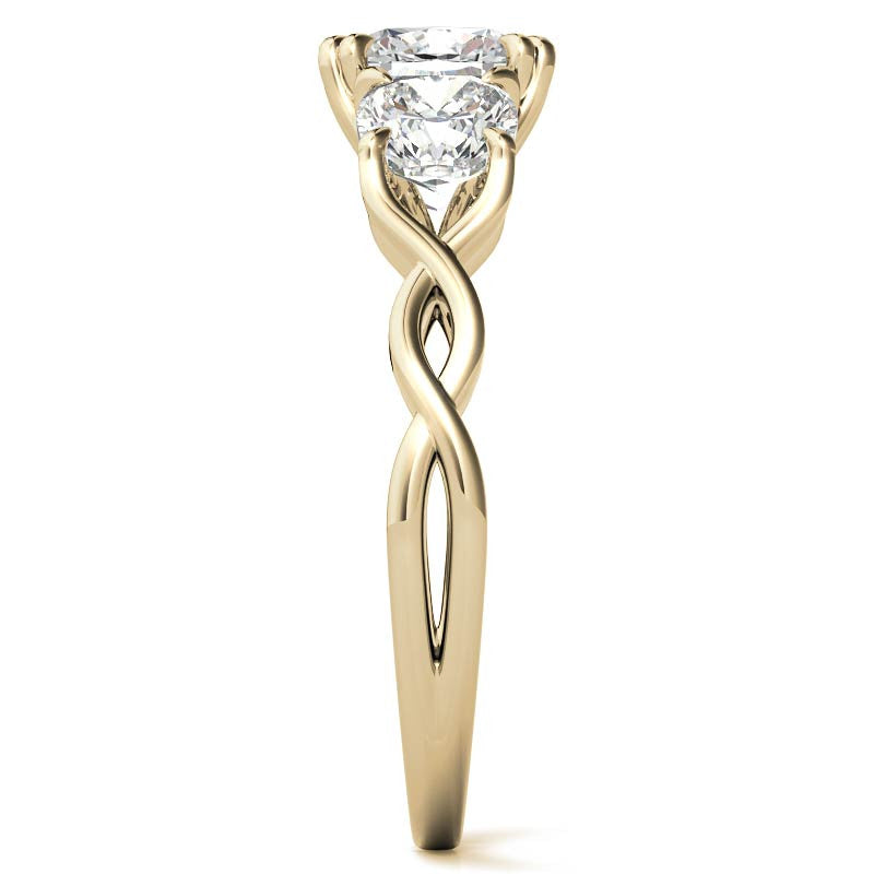 Cushion Three-Stone Moissanite Twisted Infinity Engagement Ring