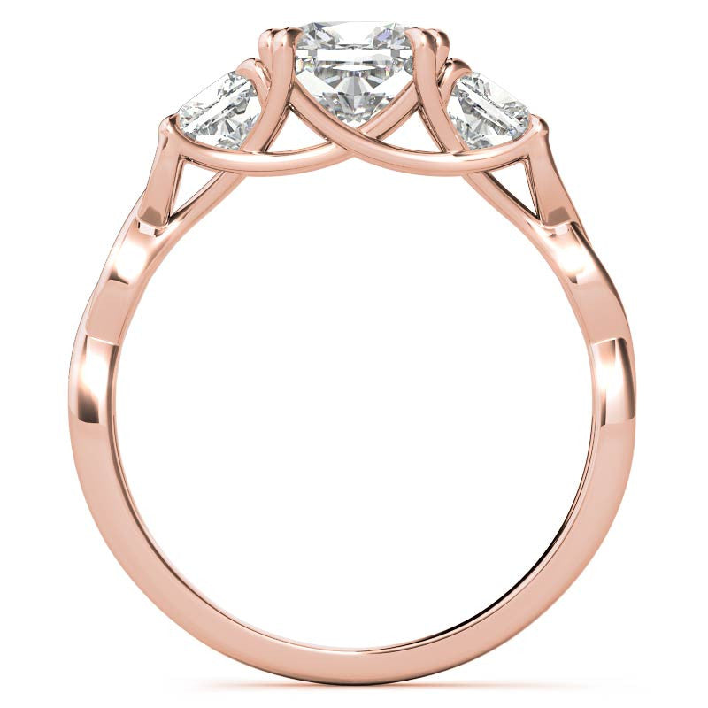 Cushion Three-Stone Moissanite Twisted Infinity Engagement Ring