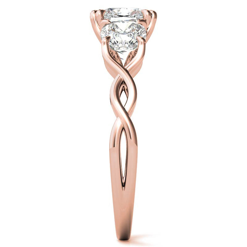 Cushion Three-Stone Moissanite Twisted Infinity Engagement Ring