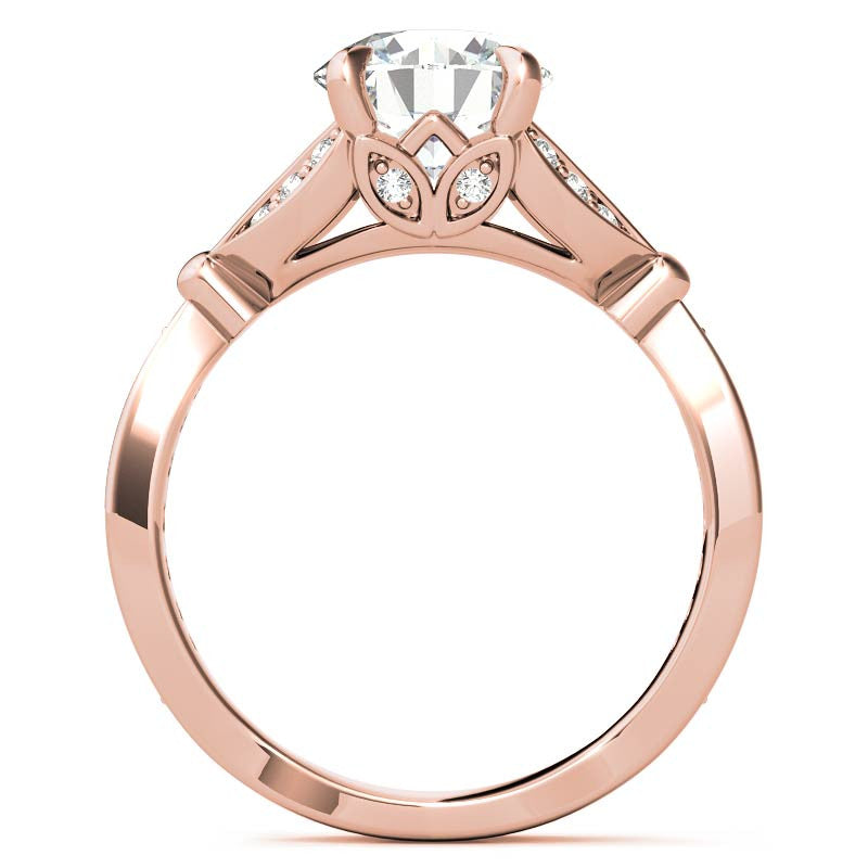 Round Floral Inspired Moissanite Engagement Ring
