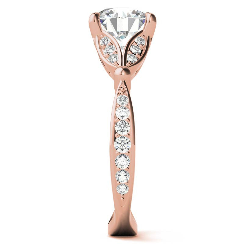 Round Floral Inspired Moissanite Engagement Ring
