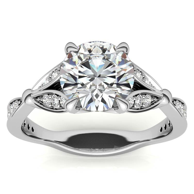 Round Floral Inspired Moissanite Engagement Ring