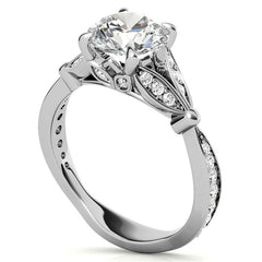 Round Floral Inspired Moissanite Engagement Ring