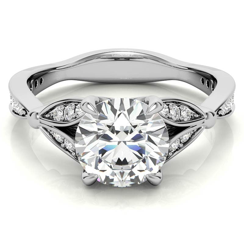 Round Floral Inspired Moissanite Engagement Ring