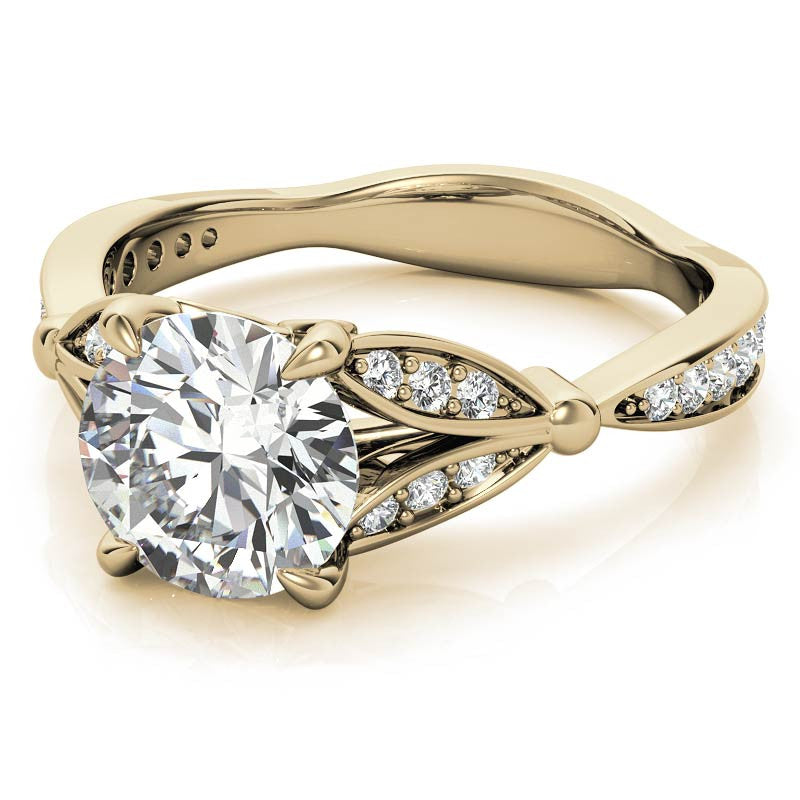 Round Floral Inspired Moissanite Engagement Ring
