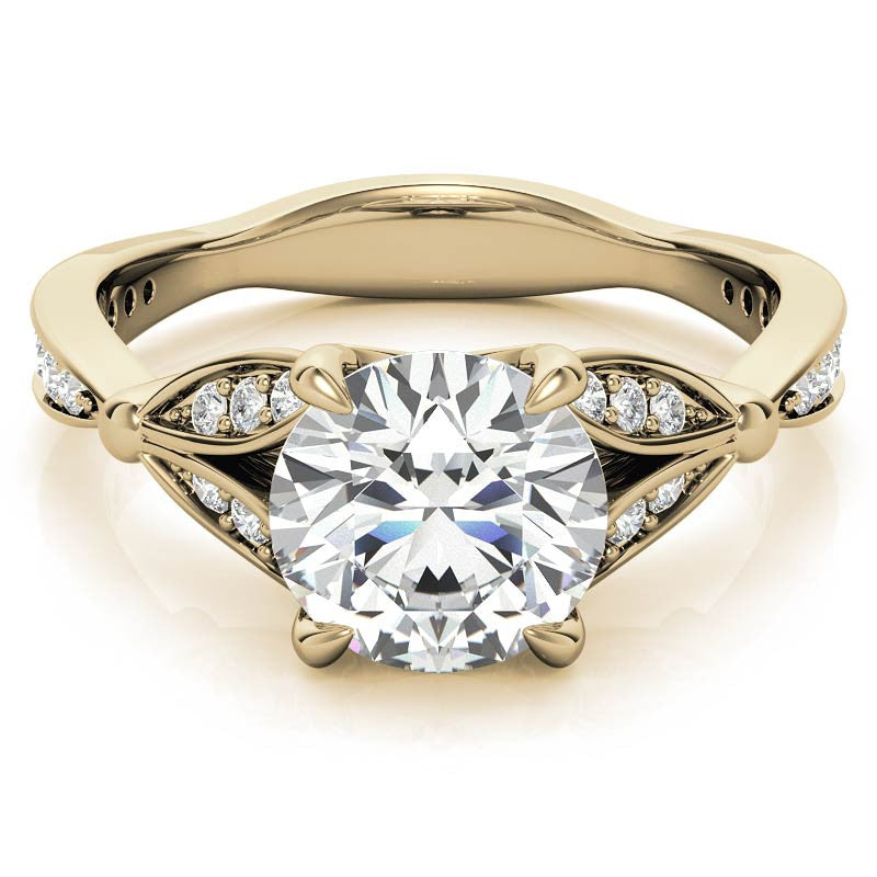 Round Floral Inspired Moissanite Engagement Ring