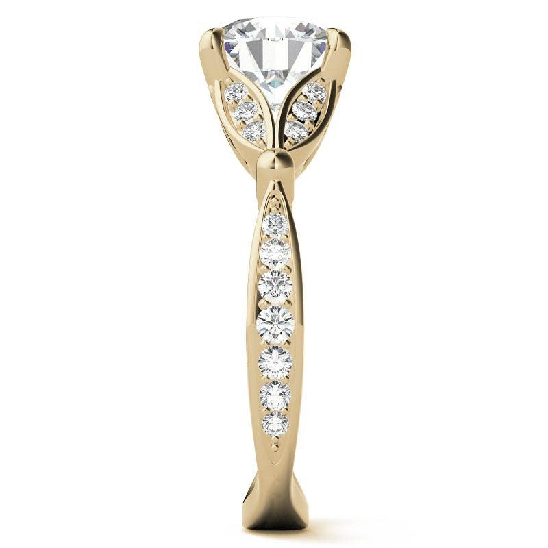 Round Floral Inspired Moissanite Engagement Ring