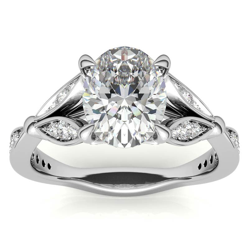Oval Floral Inspired Moissanite Engagement Ring