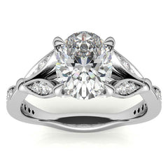 Oval Floral Inspired Moissanite Engagement Ring