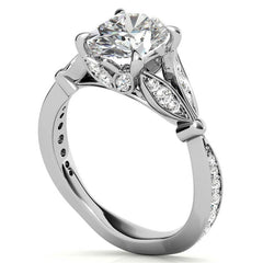 Oval Floral Inspired Moissanite Engagement Ring
