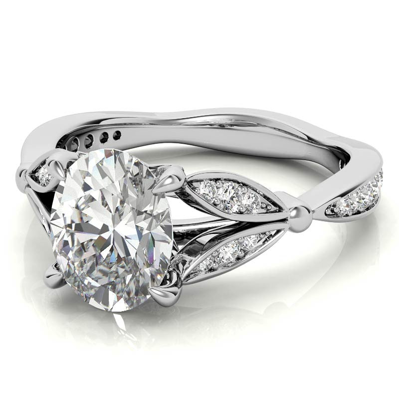 Oval Floral Inspired Moissanite Engagement Ring