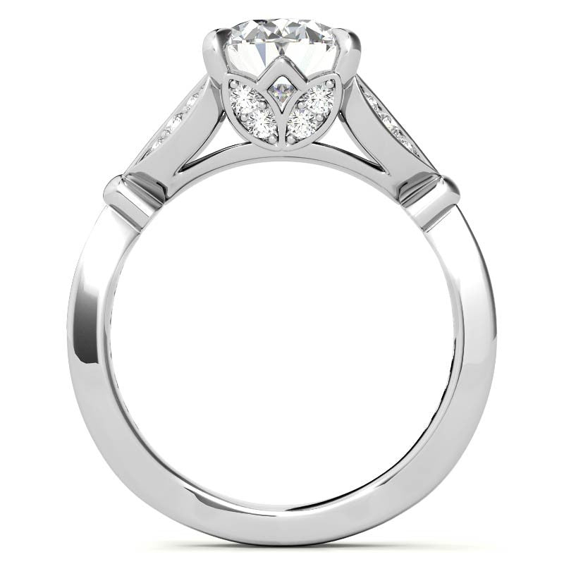 Oval Floral Inspired Moissanite Engagement Ring