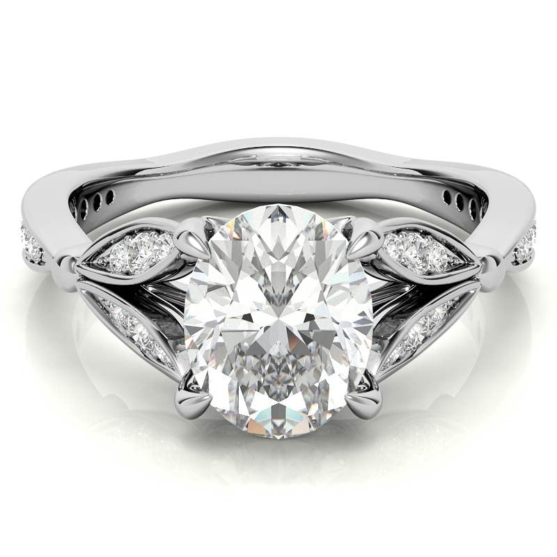 Oval Floral Inspired Moissanite Engagement Ring