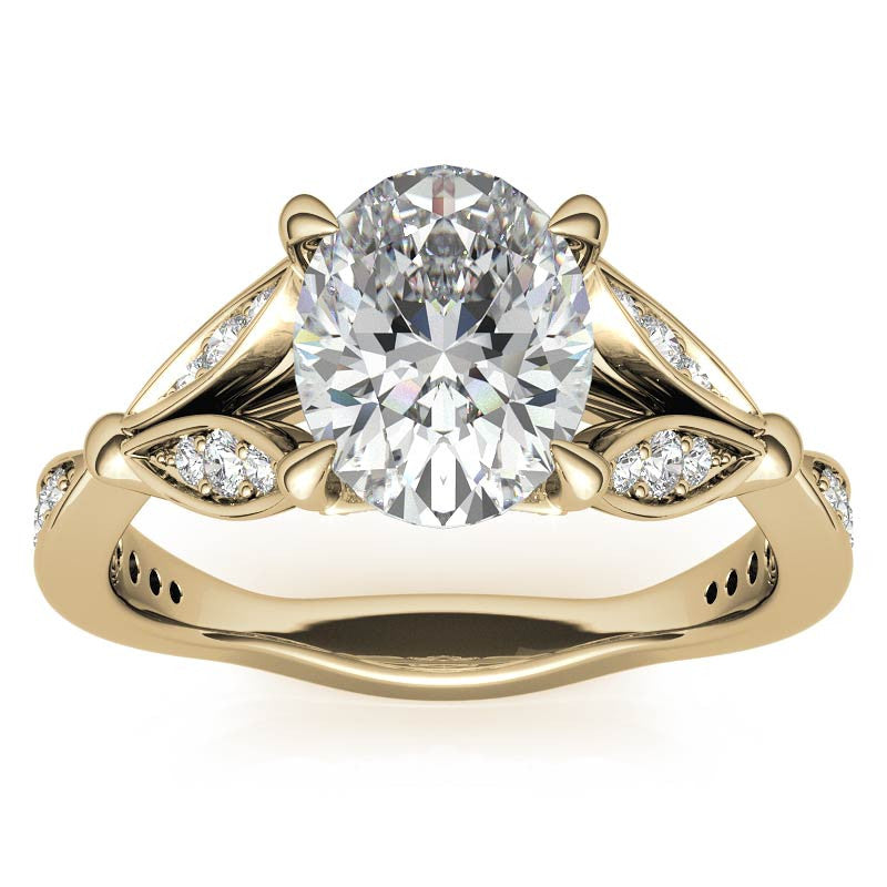 Oval Floral Inspired Moissanite Engagement Ring