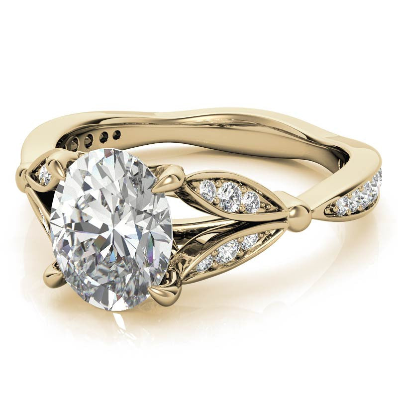 Oval Floral Inspired Moissanite Engagement Ring