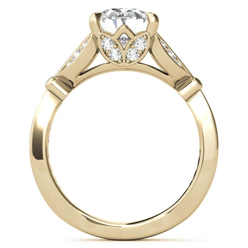 Oval Floral Inspired Moissanite Engagement Ring