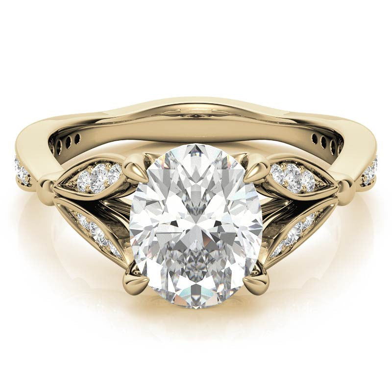 Oval Floral Inspired Moissanite Engagement Ring
