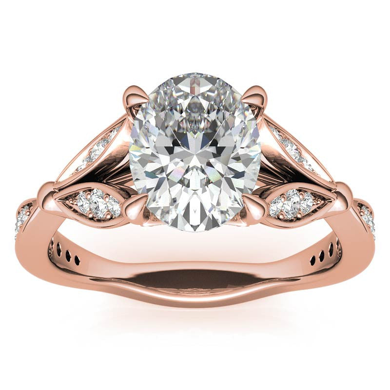 Oval Floral Inspired Moissanite Engagement Ring