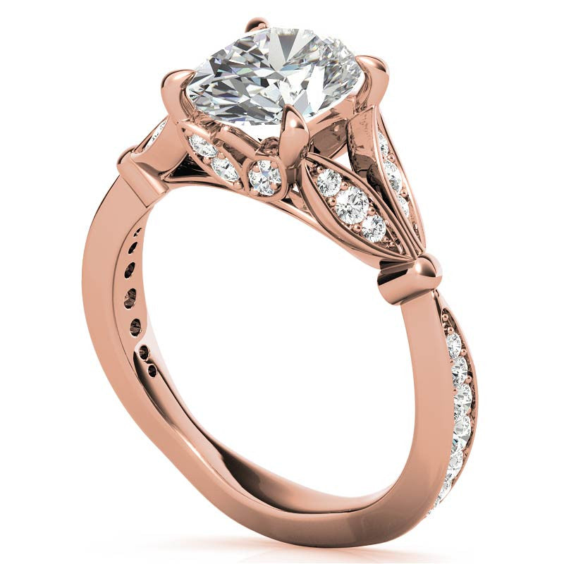 Oval Floral Inspired Moissanite Engagement Ring