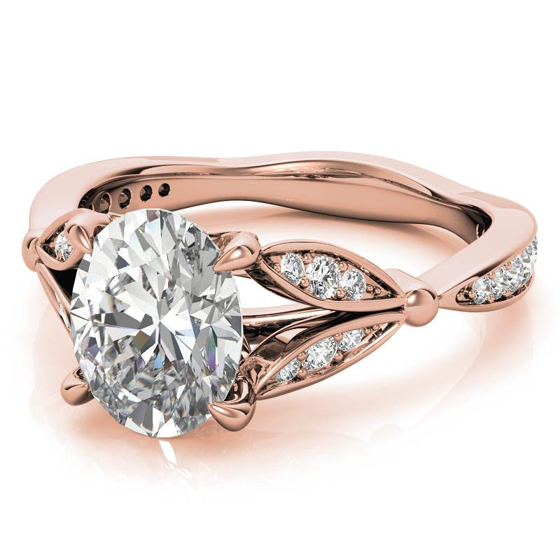 Oval Floral Inspired Moissanite Engagement Ring