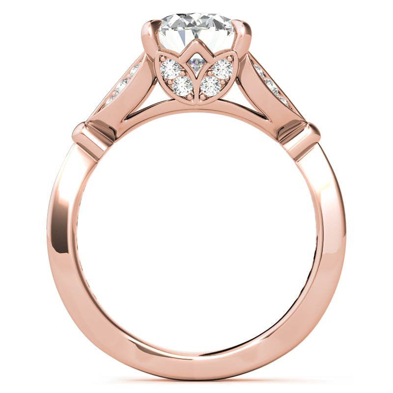 Oval Floral Inspired Moissanite Engagement Ring