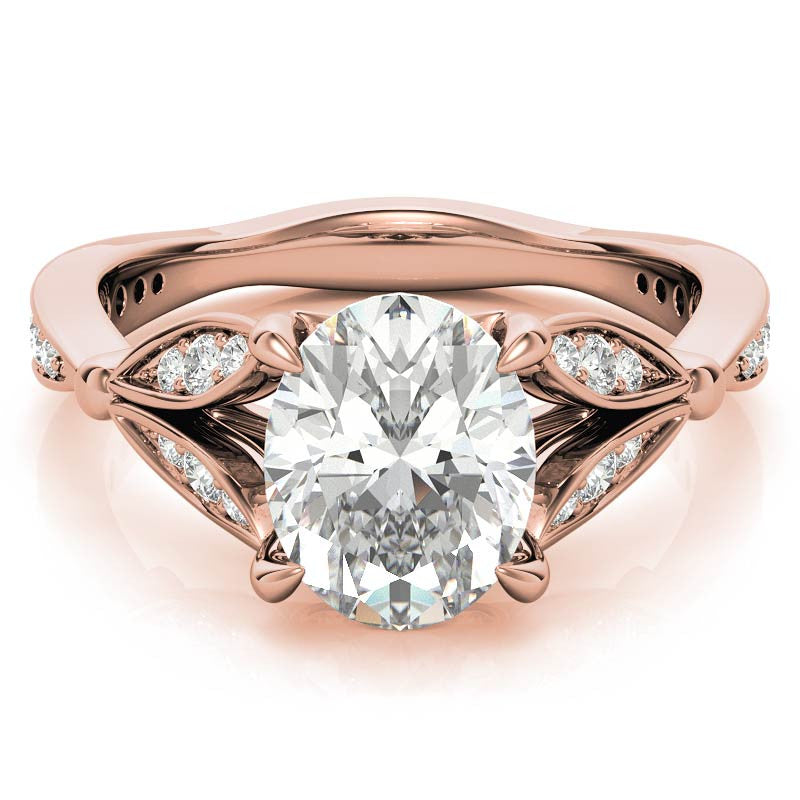 Oval Floral Inspired Moissanite Engagement Ring