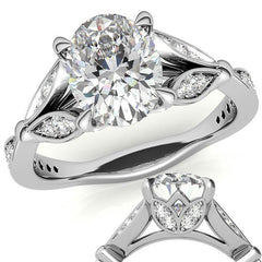 Oval Floral Inspired Moissanite Engagement Ring