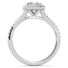 Cushion Encircled Halo Moissanite Split Shank Engagement Ring