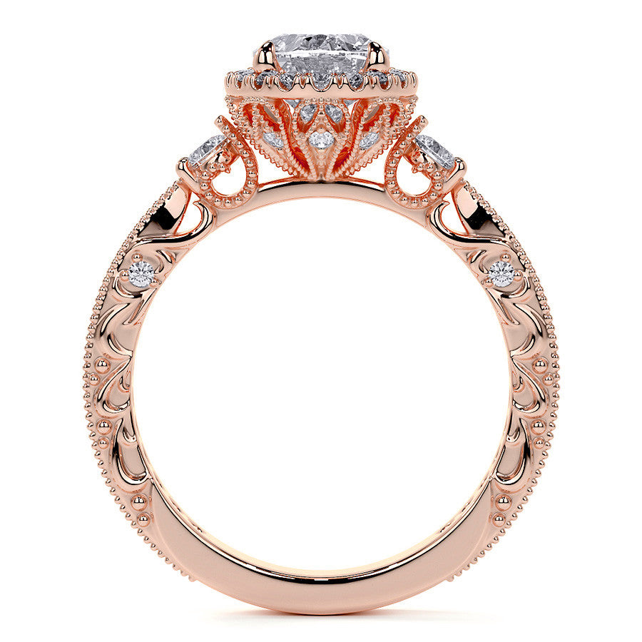 Oval Antique Style Moissanite Engagement Ring with Milgrain