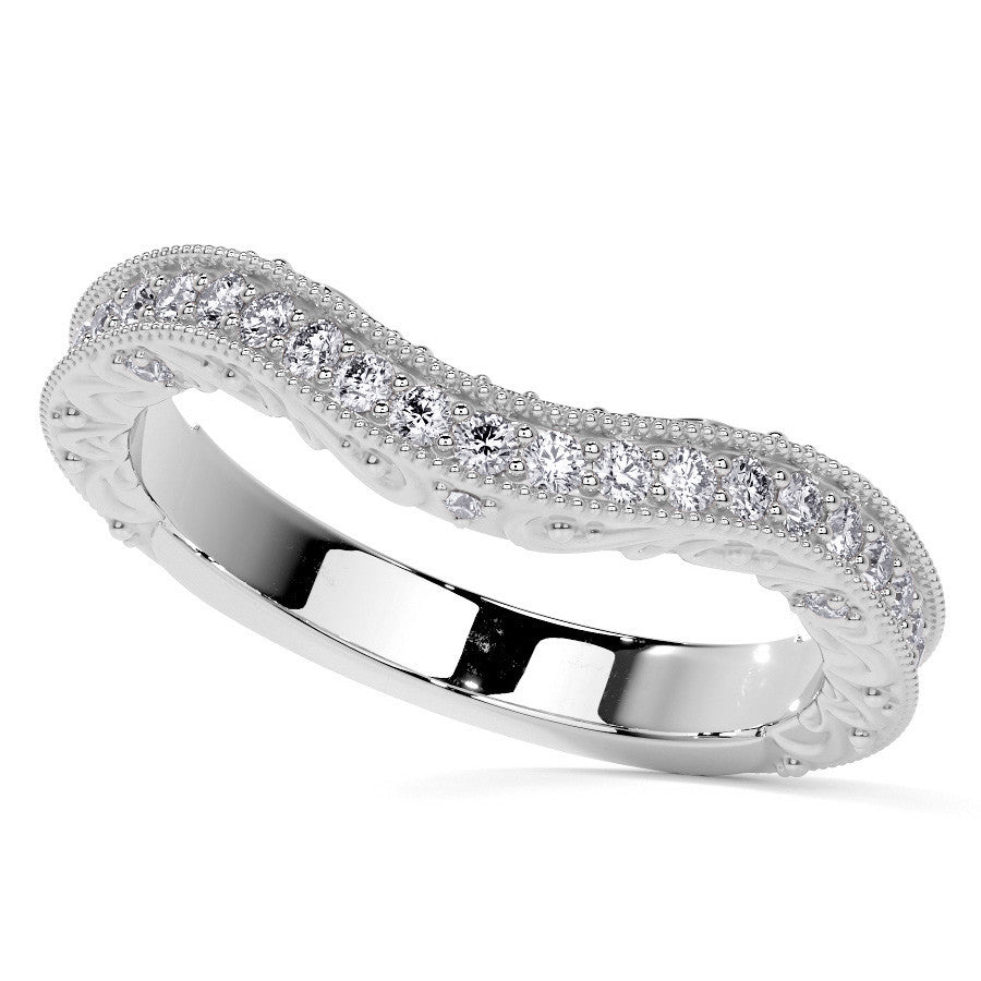 Oval Antique Style Moissanite Engagement Ring with Milgrain