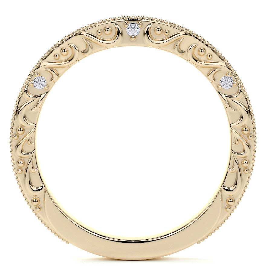Oval Antique Style Moissanite Engagement Ring with Milgrain