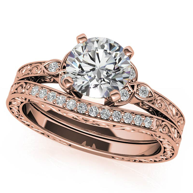 Round Brilliant Moissanite Antique Celtic Knot Engagement Ring
