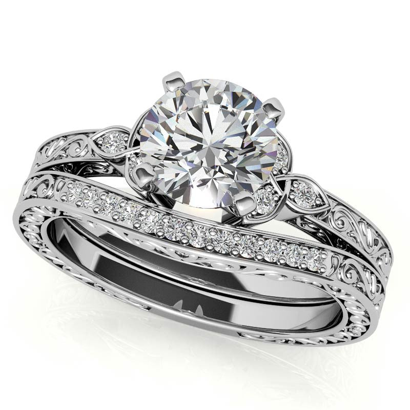 Round Brilliant Moissanite Antique Celtic Knot Engagement Ring