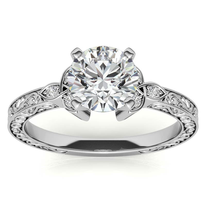 Round Brilliant Moissanite Antique Celtic Knot Engagement Ring