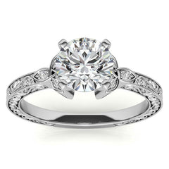 Round Brilliant Moissanite Antique Celtic Knot Engagement Ring