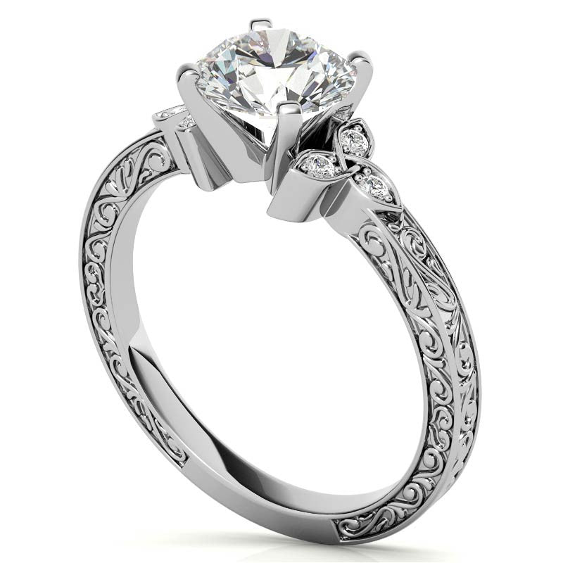 Round Brilliant Moissanite Antique Celtic Knot Engagement Ring