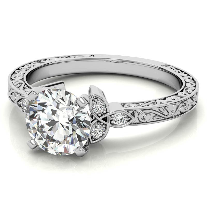 Round Brilliant Moissanite Antique Celtic Knot Engagement Ring