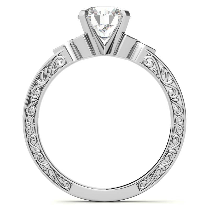 Round Brilliant Moissanite Antique Celtic Knot Engagement Ring