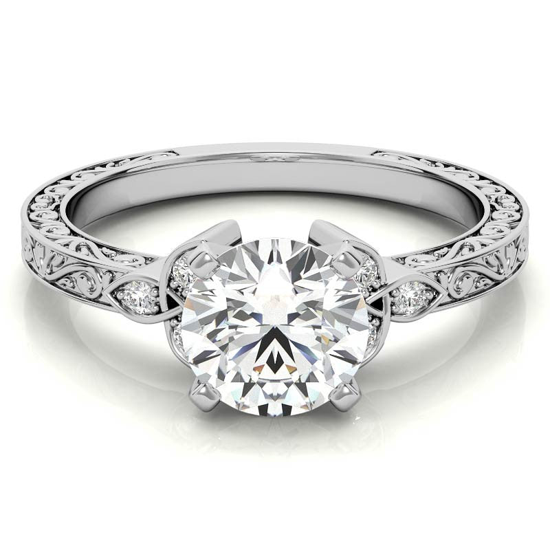 Round Brilliant Moissanite Antique Celtic Knot Engagement Ring