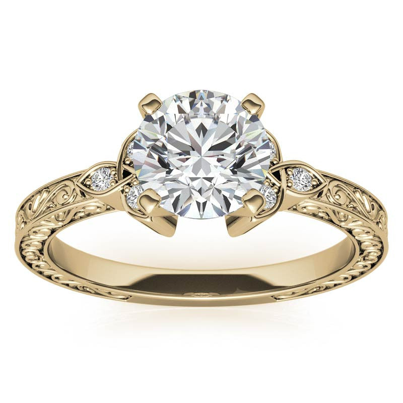 Round Brilliant Moissanite Antique Celtic Knot Engagement Ring