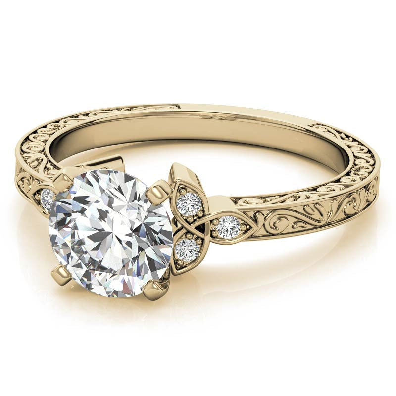 Round Brilliant Moissanite Antique Celtic Knot Engagement Ring