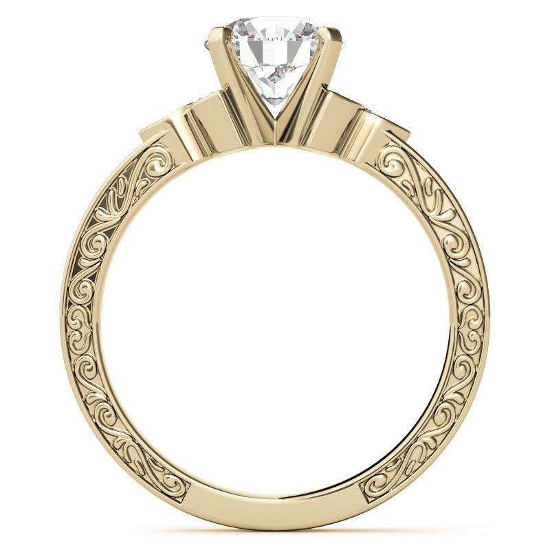 Round Brilliant Moissanite Antique Celtic Knot Engagement Ring