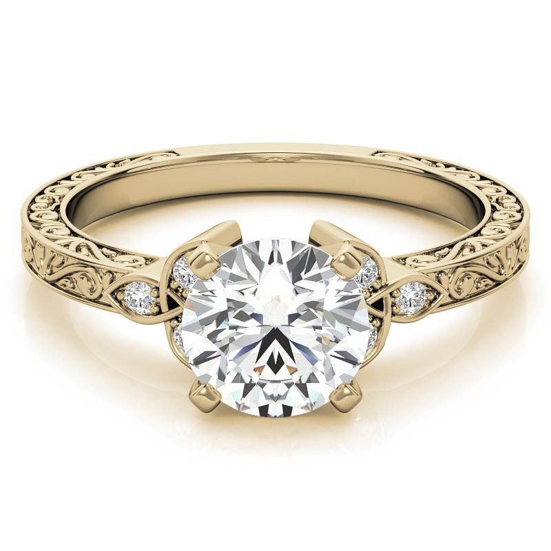 Round Brilliant Moissanite Antique Celtic Knot Engagement Ring