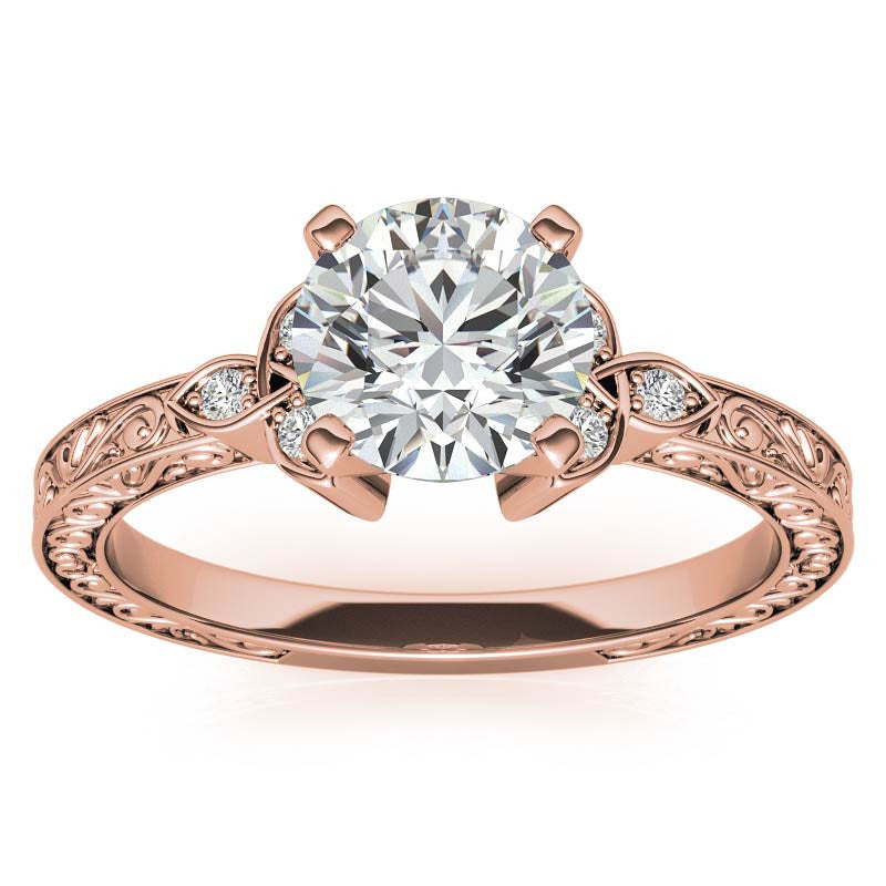 Round Brilliant Moissanite Antique Celtic Knot Engagement Ring
