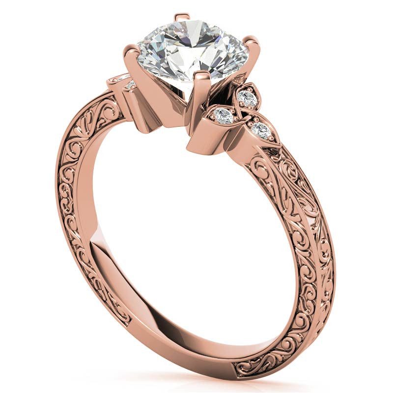 Round Brilliant Moissanite Antique Celtic Knot Engagement Ring