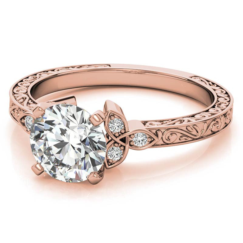 Round Brilliant Moissanite Antique Celtic Knot Engagement Ring