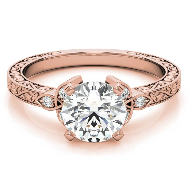 Round Brilliant Moissanite Antique Celtic Knot Engagement Ring