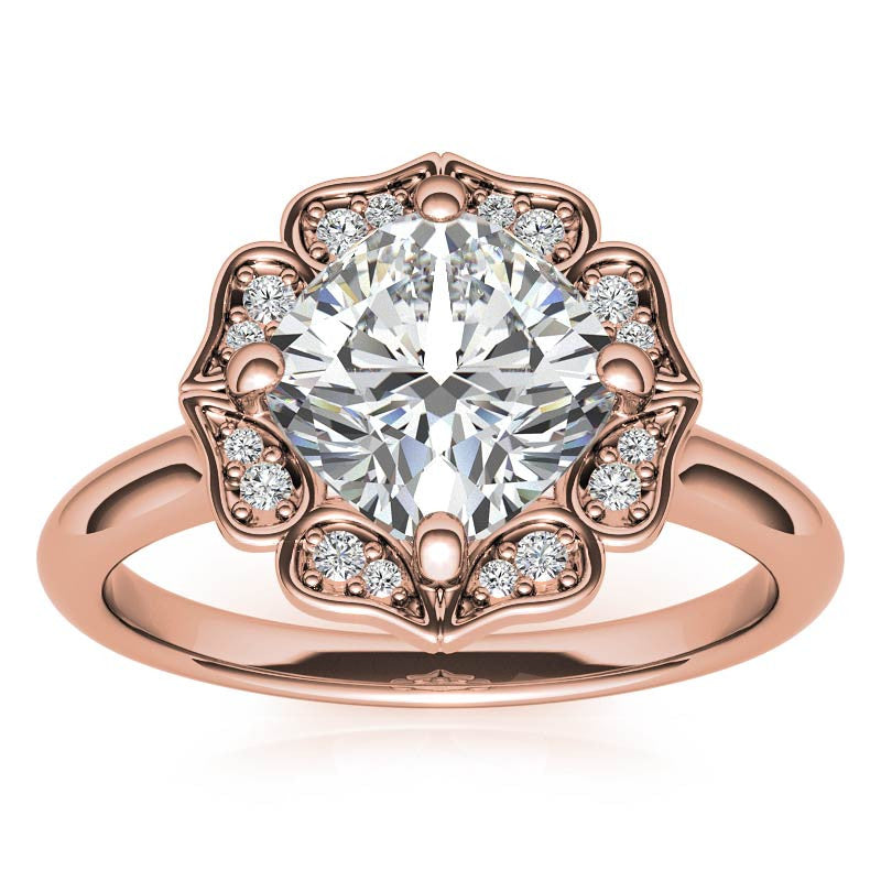 Cushion Halo Engagement Ring with Plain Band
