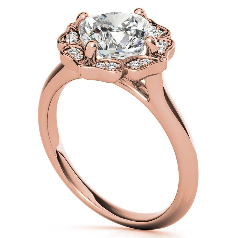 Cushion Halo Engagement Ring with Plain Band