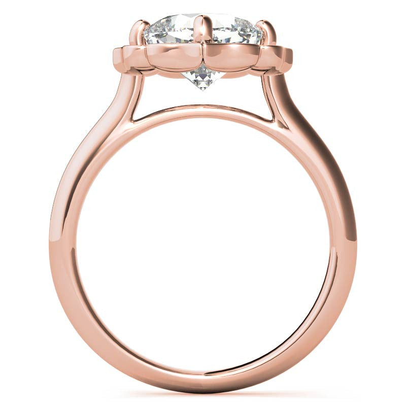 Cushion Halo Engagement Ring with Plain Band
